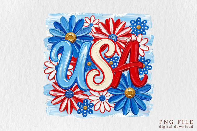 USA Daisy Colorful Brushstroke PNG