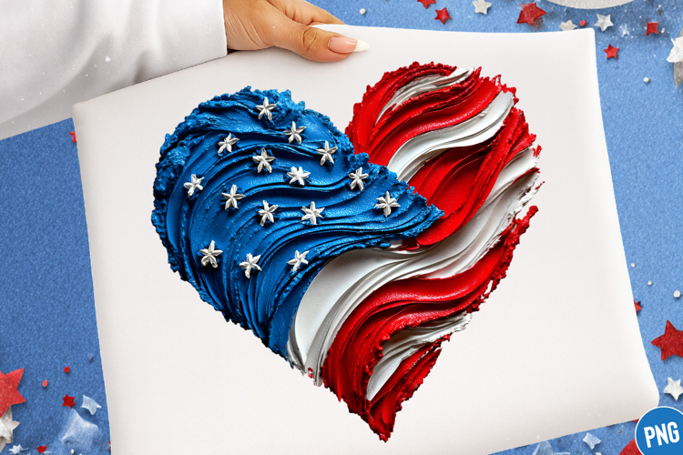 USA Flag Heart PNG, 4th of July Patriotic Design
