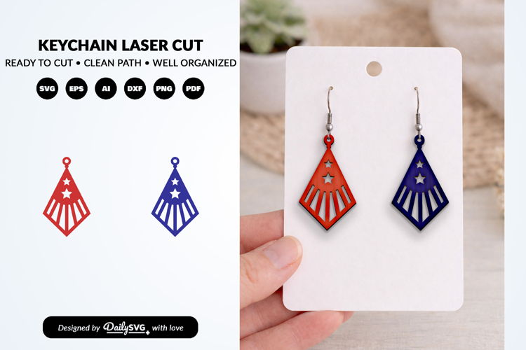 4th of July Earrings SVG | Patriotic Jewelry Laser Cut SVG