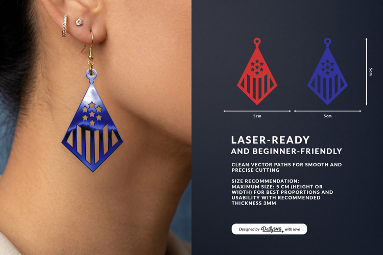 4th of July Earrings SVG | Patriotic Jewelry Laser Cut SVG example image 1