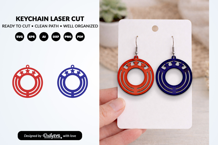4th of July Earrings SVG | Patriotic Jewelry Laser Cut SVG