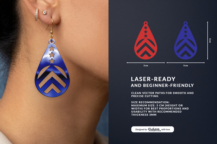4th of July Earrings SVG | Patriotic Jewelry Laser Cut SVG example image 1