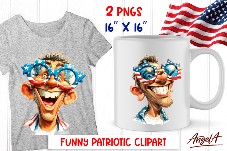 4th of July clipart patriotic USA Portrait of funny man