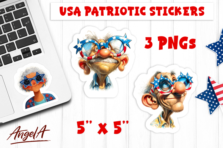 4th of July USA patriotic sticker Grandma Granddad