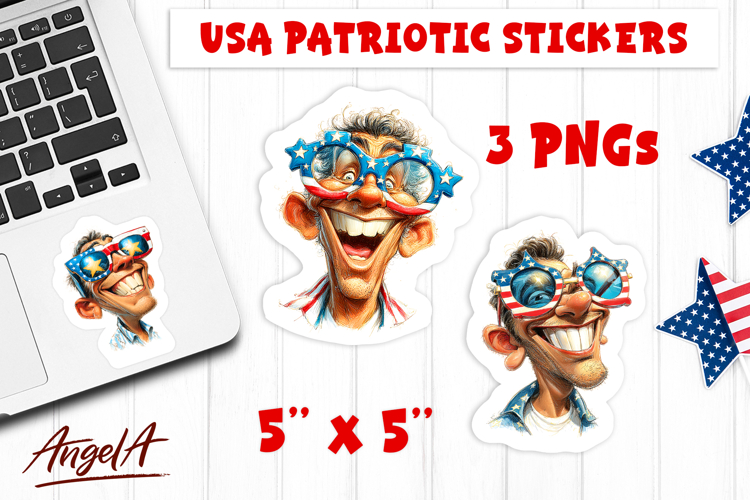 4th of July USA patriotic sticker Smiling person Smiley face