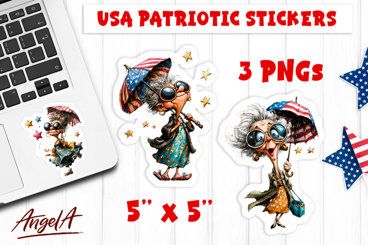 4th of July USA patriotic sticker Dancing lady Sunglasses