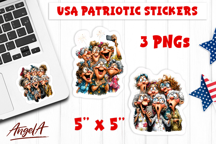 4th of July USA patriotic sticker Friendship Ladies Selfie