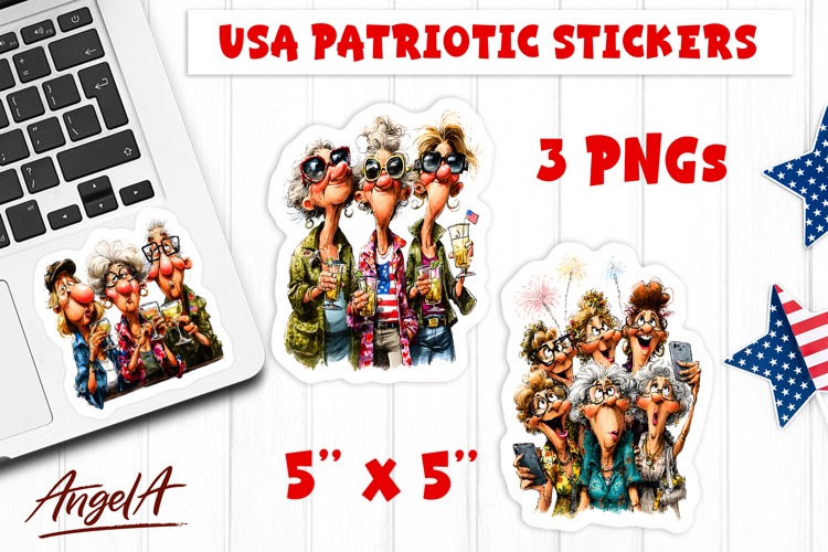 4th of July USA patriotic sticker Best Friends Selfie