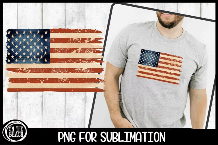 American Flag July 4th PNG Sublimation Vintage USA Flag