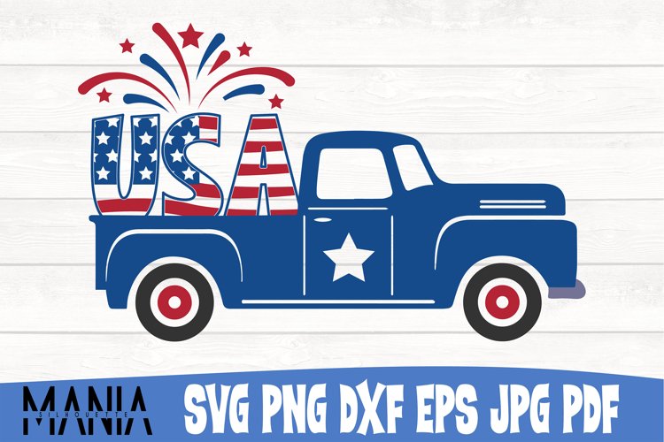 American Vintage Truck Svg Cut File, 4th of July Svg