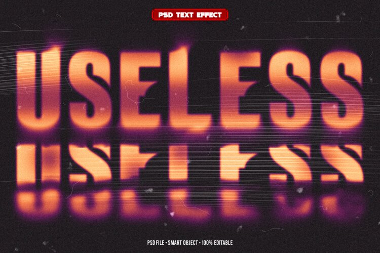 Useless Retro glitch editable text effect example image 1