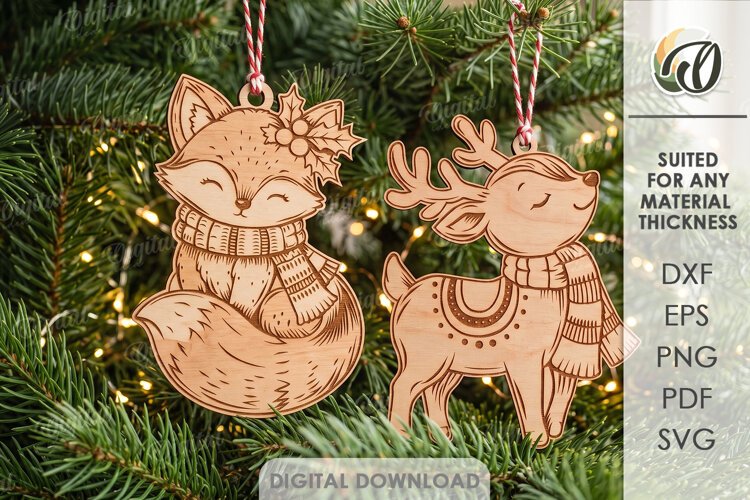 Cute Christmas Ornaments Laser Cut. Christmas Tree Decor SVG example image 1