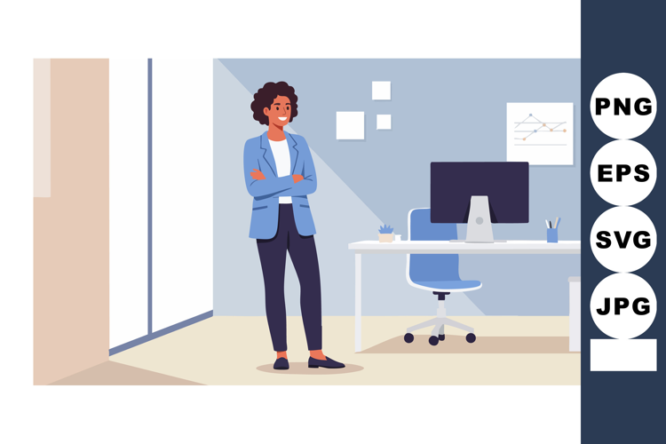 Professional businesswoman standing confidently in modern of