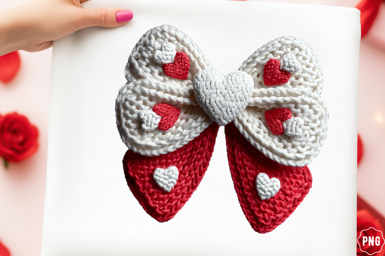 Crochet Yarn Valentine bow Png