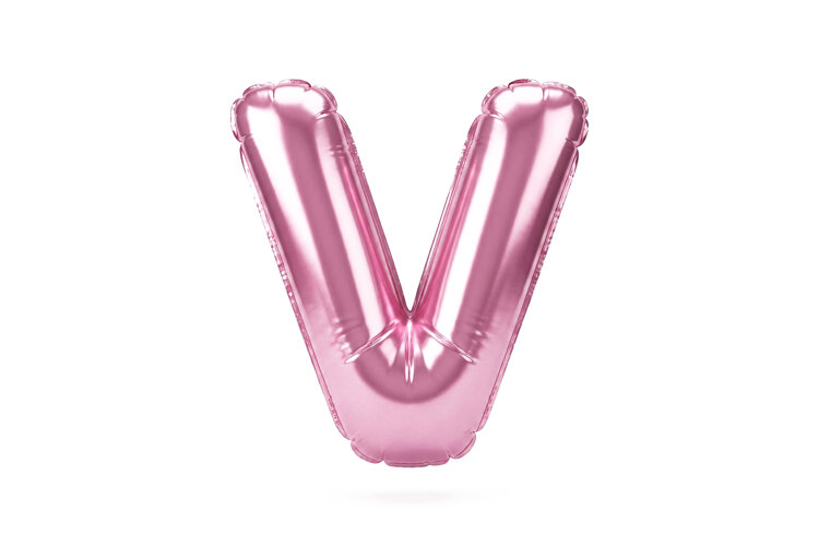 Pink Metallic Letter V Foil Balloon Party Decoration example image 1