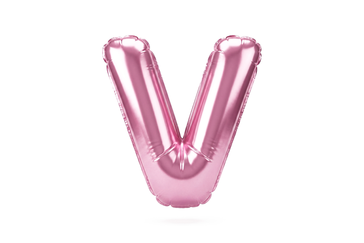 Pink Metallic Letter V Foil Balloon Party Decoration