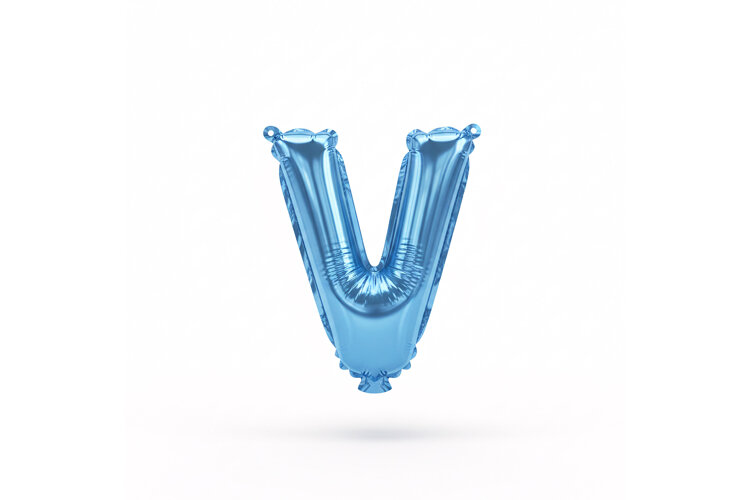 Blue Metallic Letter V Foil Balloon Party Decoration example image 1