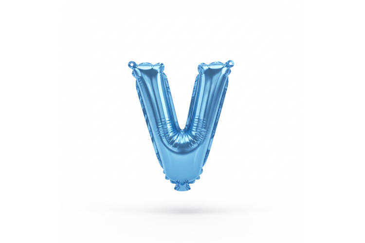 Blue Metallic Letter V Foil Balloon Party Decoration