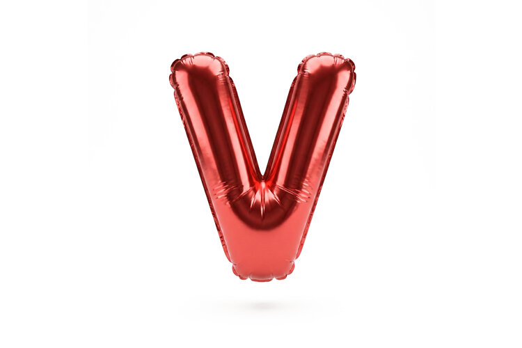 Red Metallic Letter V Foil Balloon Party Decoration example image 1