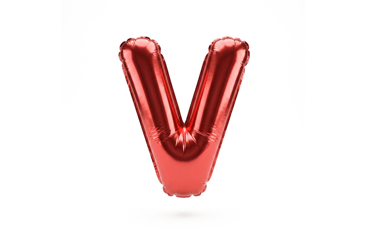 Red Metallic Letter V Foil Balloon Party Decoration