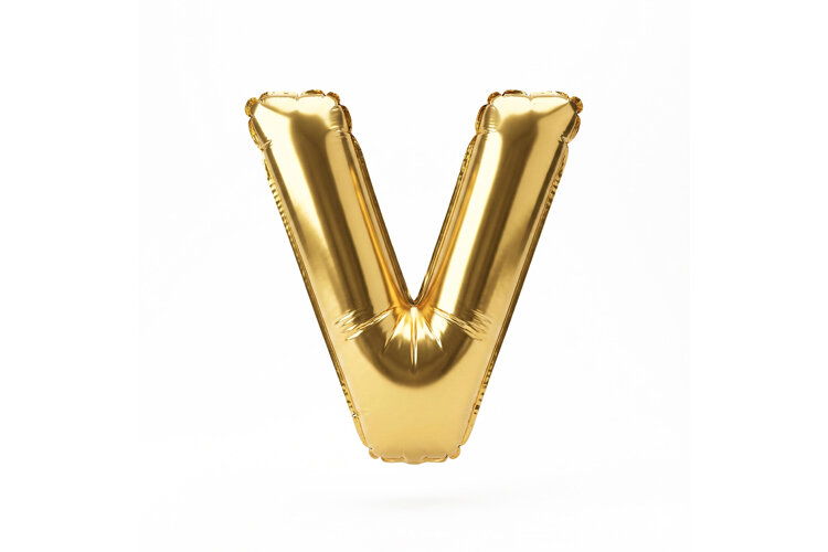 Golden Metallic Letter V Foil Balloon Party Decoration example image 1