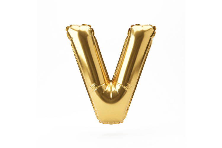 Golden Metallic Letter V Foil Balloon Party Decoration