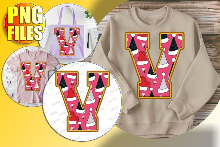 V Doodle Letter Style Print Cheerful Festive Character!