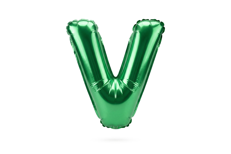 Green Metallic Letter V Foil Balloon Party Decoration