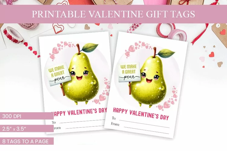 Pear-fect Match Valentine's Gift Tags - Charming Printable