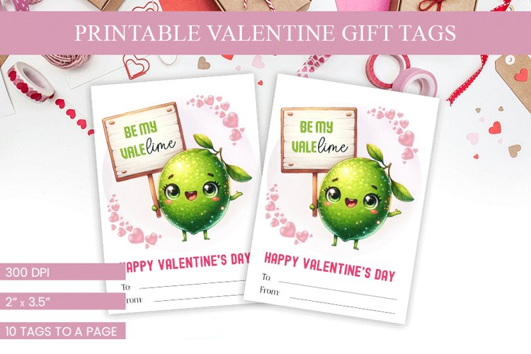 Printable Lime-Themed Valentines Gift Tags