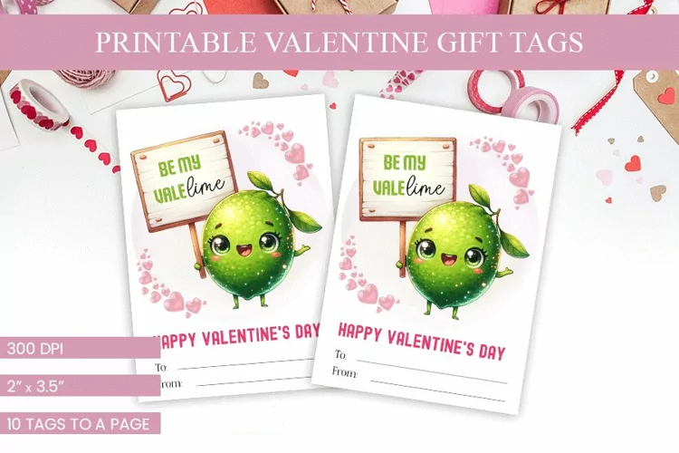 Printable Lime-Themed Valentine's Gift Tags