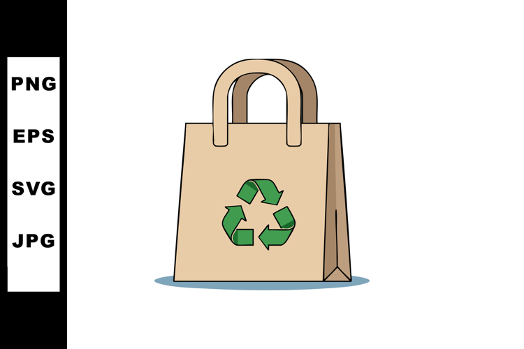 Reusable shopping bag with green recycle symbol eco friendly