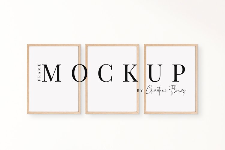 Neutral Wood Frame Mockup, Boho 3Frames Mockup