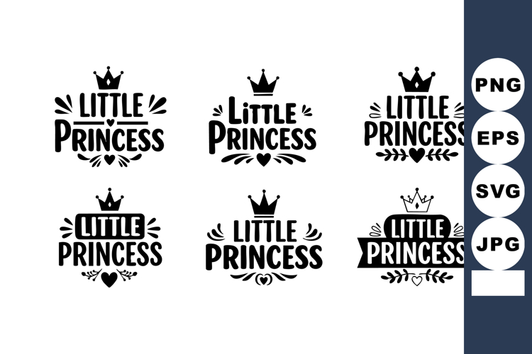 Little princess crown typography design for girl child celeb