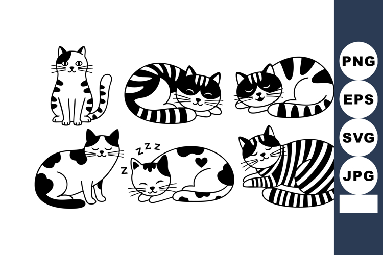 Black And White Cat Clipart Image 24