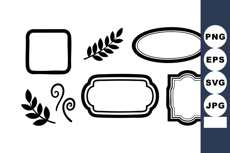 Decorative vintage black frames and ornate floral elements v