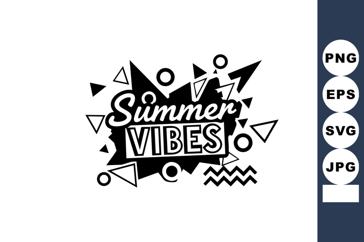 Summer vibes retro abstract geometric shapes trendy black an