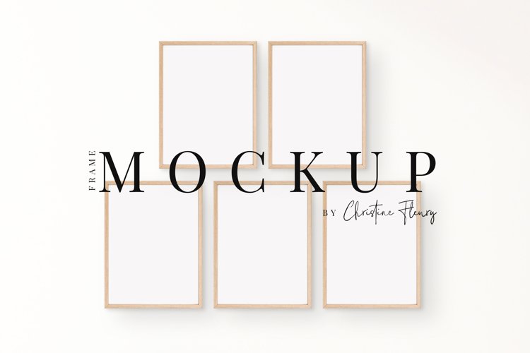 Neutral Wood Frame Mockup, Boho 5 Frames Mockup example image 1