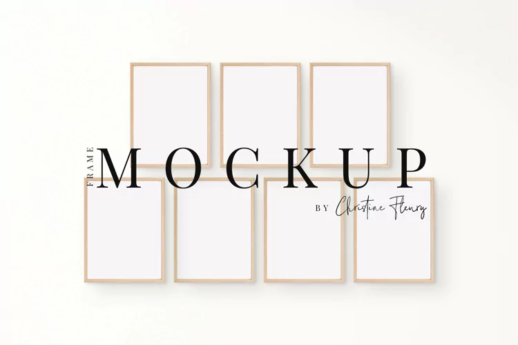 Neutral Wood Frame Mockup, Boho 7 Frames Mockup