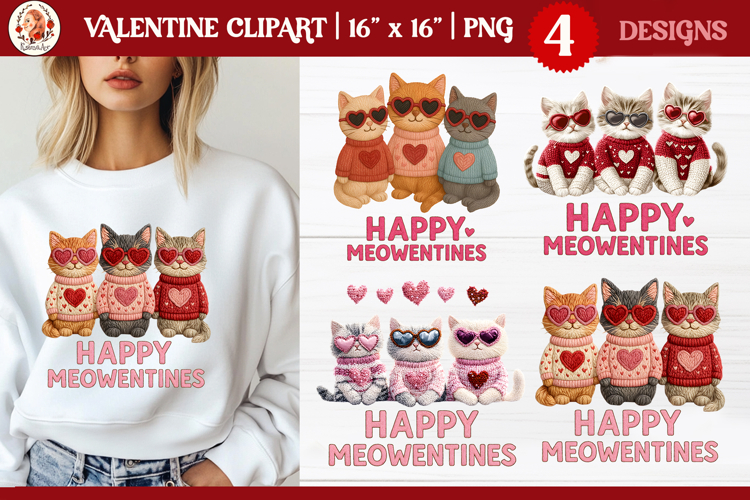 Happy Meowentines Latch Hook Fauh Sublimation