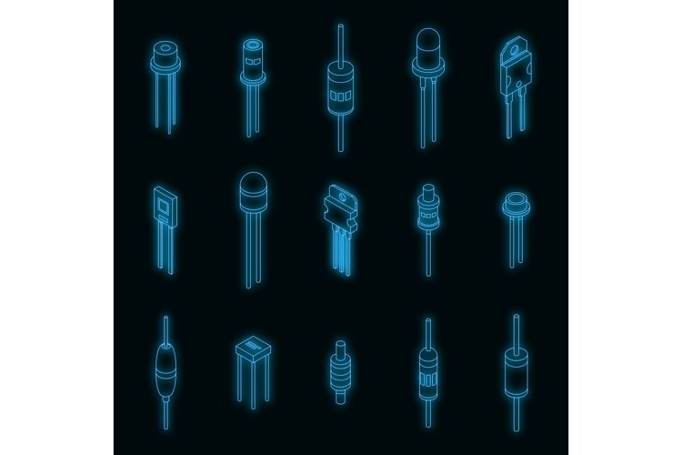 Diode icons set vector neon example image 1