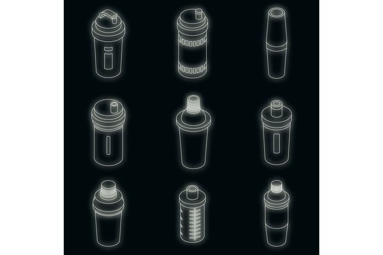 Shaker icons set vector neon