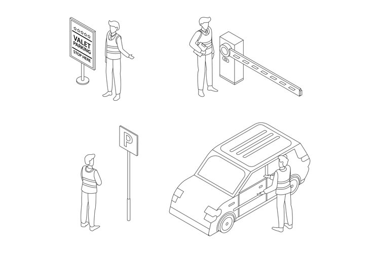 Valet icon set vector outline example image 1
