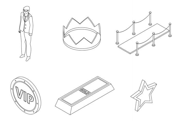 Vip icons set vector outline