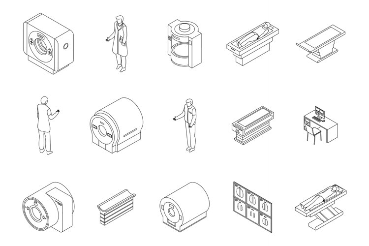 Magnetic resonance imaging icons set vector (2210785)