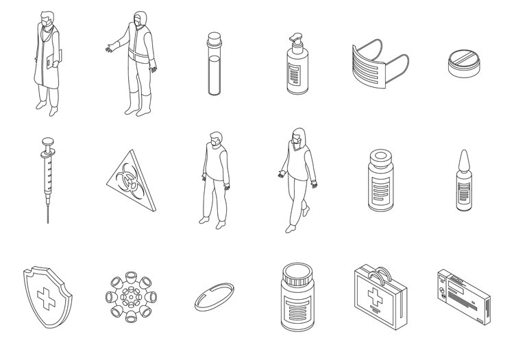 Coronavirus icons set vector outline