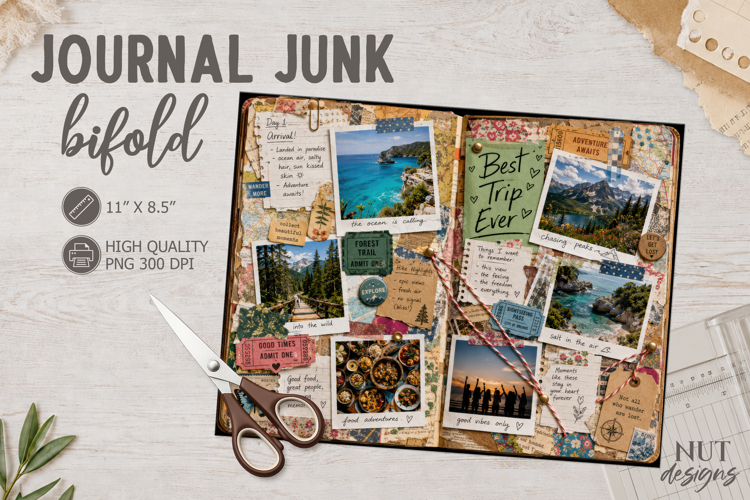 Travel Memory Junk Journal Bifold adventure hiking