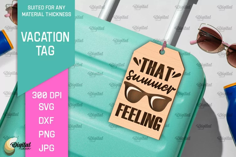 Luggage Tag Laser Cut. Wooden Travel Tag SVG