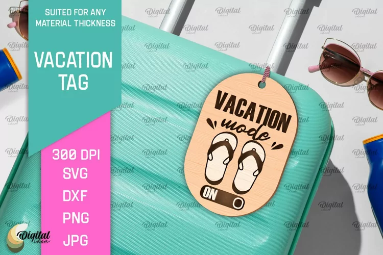 Luggage Tag Laser Cut. Wooden Travel Tag SVG