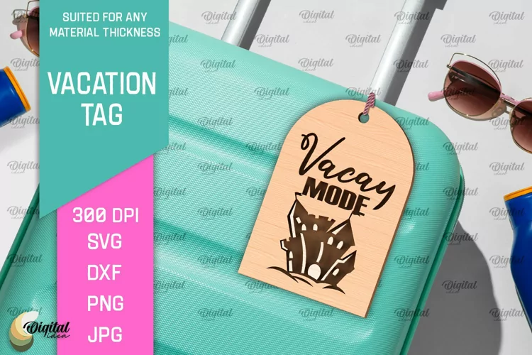 Luggage Tag Laser Cut. Wooden Travel Tag SVG